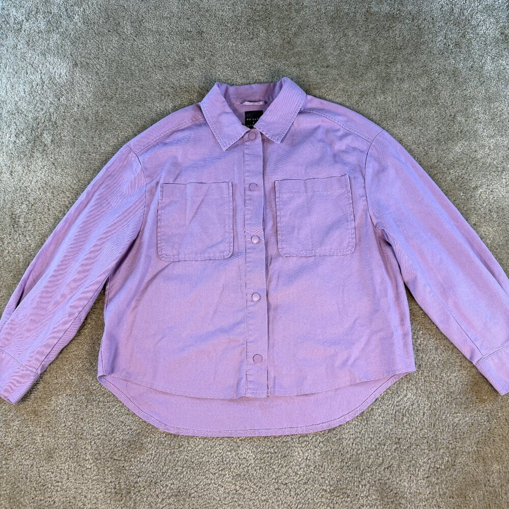 Primark Mens Shirt Size Small Purple Snap Up Long Sleeve Overshirt F606